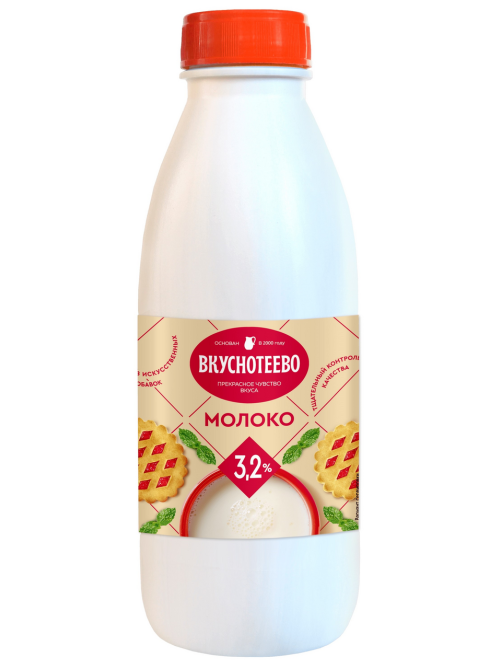 Молоко Вкуснотеево ультрапастеризованное 3.2%, 900г