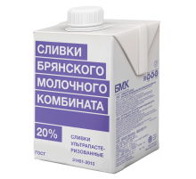Сливки Брянский молочный комбинат 20%, 500г