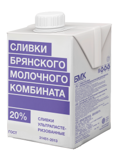 Сливки Брянский молочный комбинат 20%, 500г