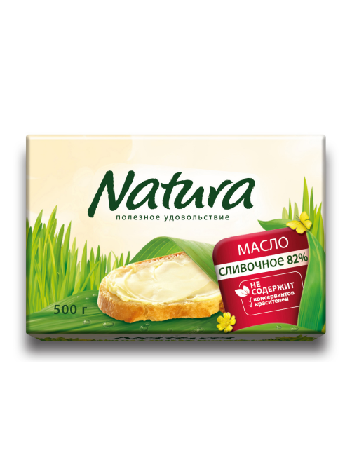 Масло сливочное Natura 82%, 500г