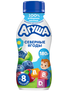 Йогурт питьевой детский Агуша Северные ягоды 2.7% с 8 месяцев, 180г
