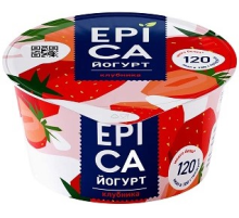 Йогурт Epica натуральный клубника 4.8%, 130г