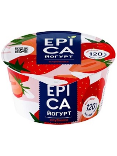 Йогурт Epica натуральный клубника 4.8%, 130г