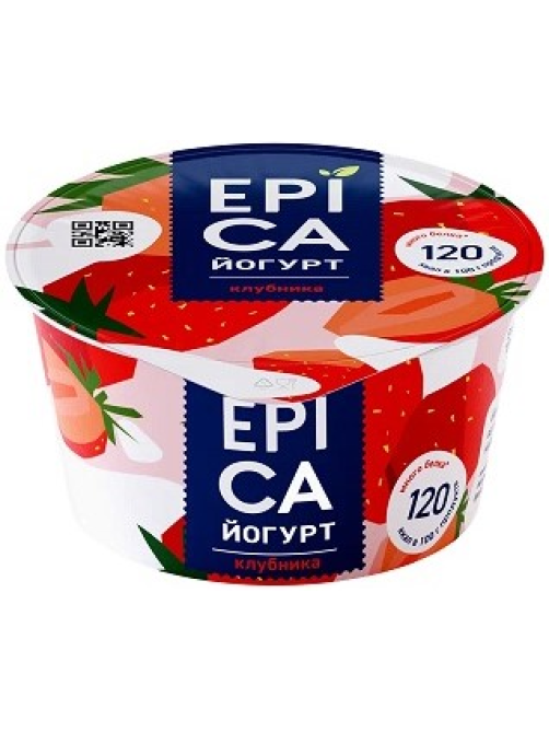 Йогурт Epica натуральный клубника 4.8%, 130г