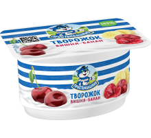 Продукт творожный Простоквашино вишня-банан 3.6%, 110г