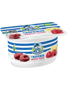 Продукт творожный Простоквашино вишня-банан 3.6%, 110г