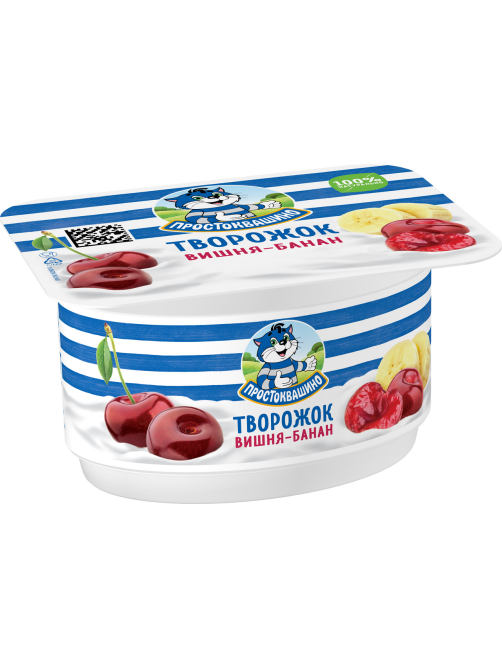 Продукт творожный Простоквашино вишня-банан 3.6%, 110г