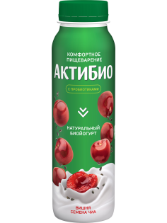 Йогурт питьевой Актибио вишня-семена чиа 1.5%, 260г
