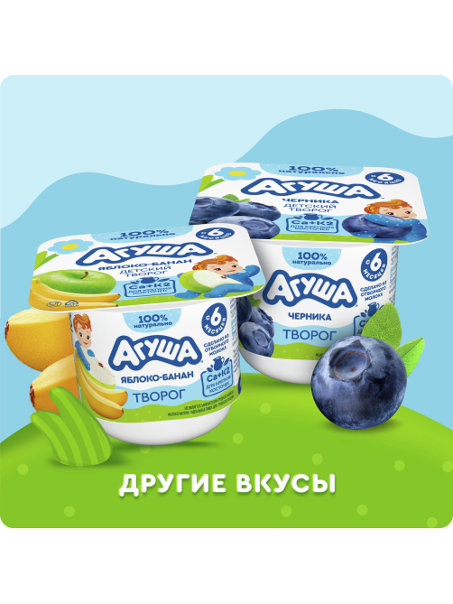 Творог детский Агуша Черника и малина 4% с 6 месяцев, 80г