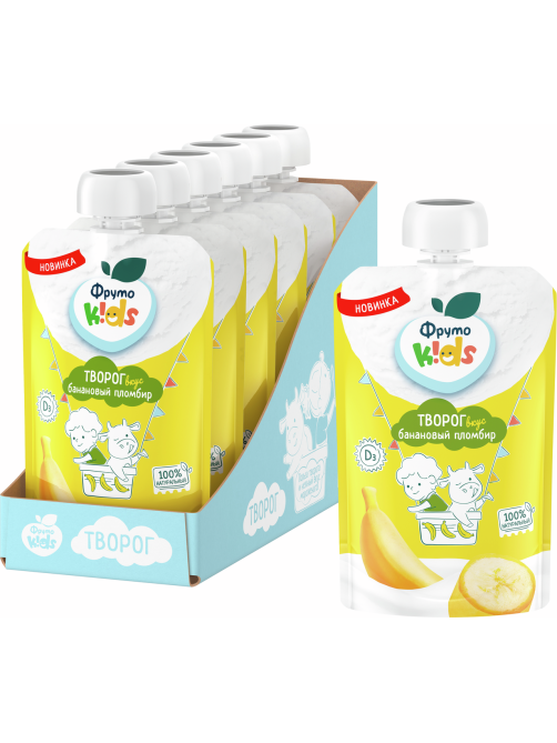 Творог детский ФрутоKids банановый пломбир 4.2%, 90г