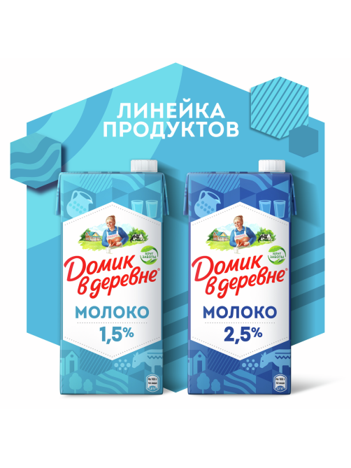 Молоко Домик в деревне ультрапастеризованное 1.5%, 950г