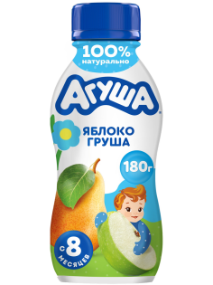 Йогурт питьевой детский Агуша Яблоко и груша 2.7% с 8 месяцев, 180г
