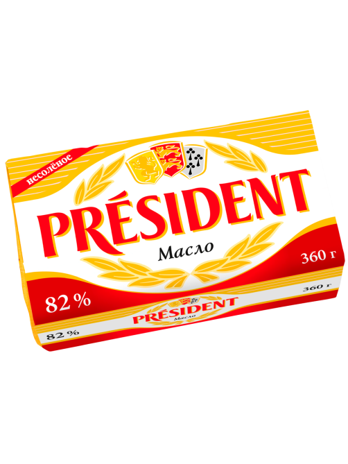 Масло сливочное President кислосливочное 82%, 360г