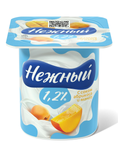 Йогуртный продукт Нежный с соком абрикоса-манго 1.2%, 100г