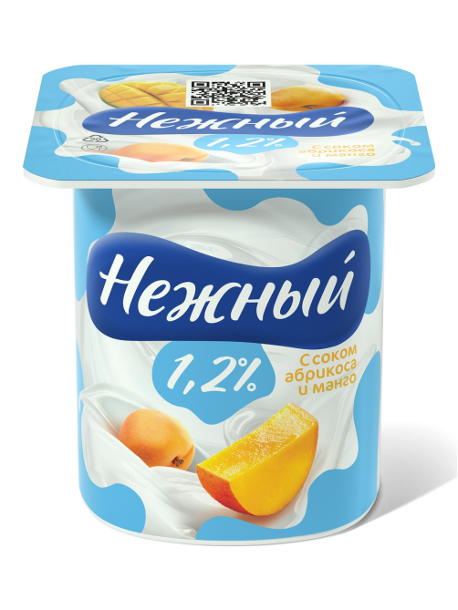 Йогуртный продукт Нежный с соком абрикоса-манго 1.2%, 100г
