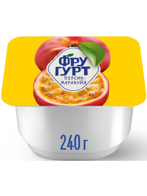 Йогурт Фругурт персик-маракуйя фруктовый 2%, 240г
