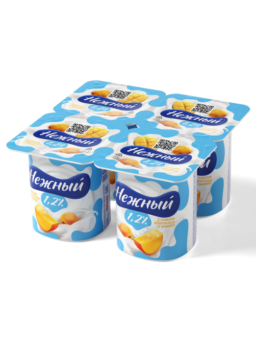 Йогуртный продукт Нежный с соком абрикоса-манго 1.2%, 100г