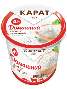 Творог зерненый Карат Домашний 4%, 300г