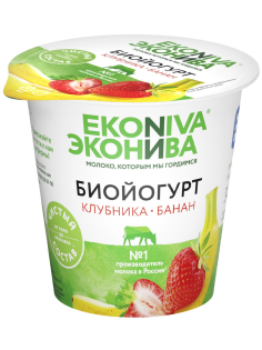 Биойогурт Эконива с клубникой и бананом 2.8%, 125г