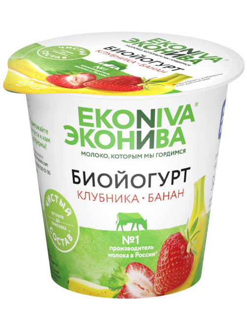 Биойогурт Эконива с клубникой и бананом 2.8%, 125г