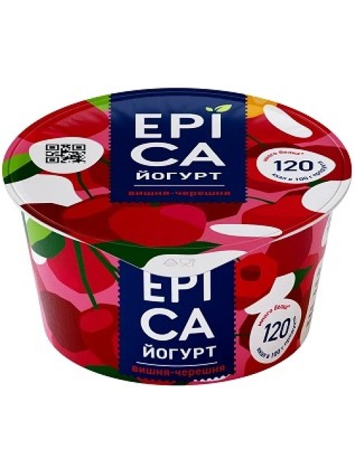Йогурт Epica натуральный вишня черешня 4.8%, 130г