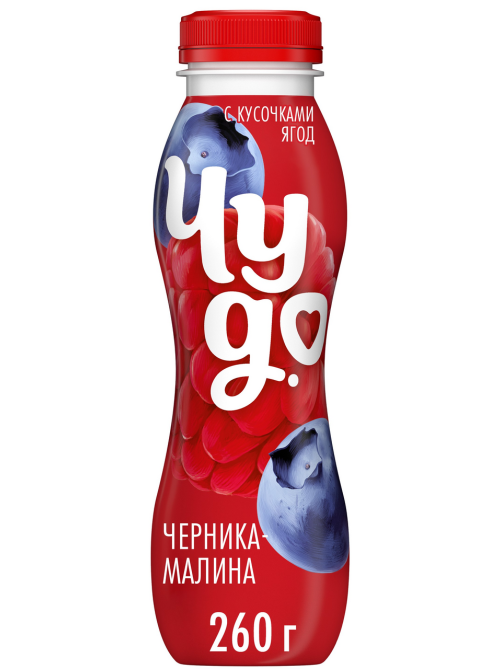 Йогурт питьевой Чудо черника-малина 1.9%, 260г