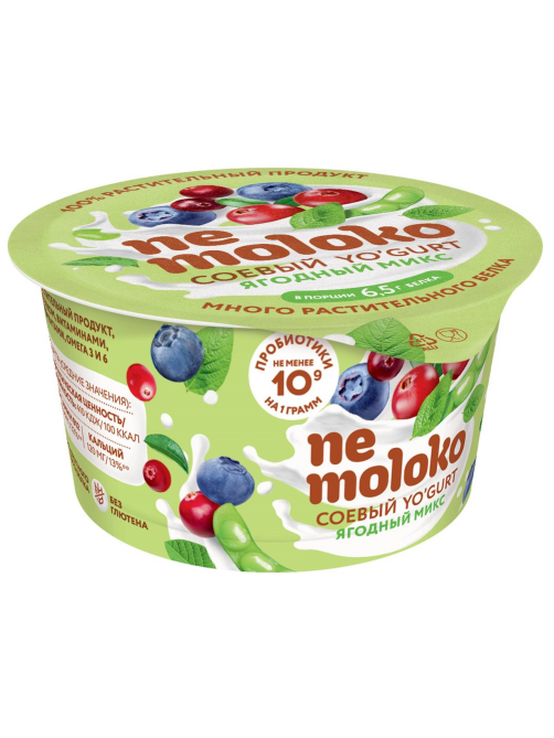 Продукт соевый Nemoloko Yo'gurt Ягодный микс 5%, 130г