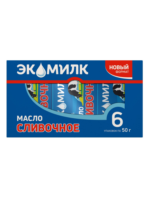 Масло сливочное Экомилк Традиционное ГОСТ 82.5% (50г x 6шт), 300г