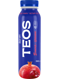 Йогурт питьевой Teos вишня-гранат 1.8%, 260г