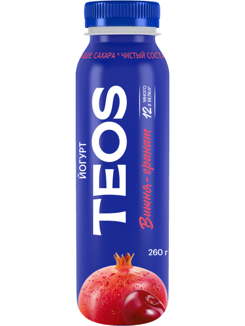 Йогурт питьевой Teos вишня-гранат 1.8%, 260г
