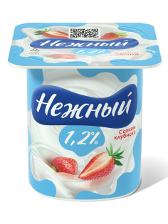 Йогуртный продукт Нежный с соком клубники 1.2%, 100г