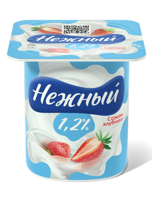 Йогуртный продукт Нежный с соком клубники 1.2%, 100г