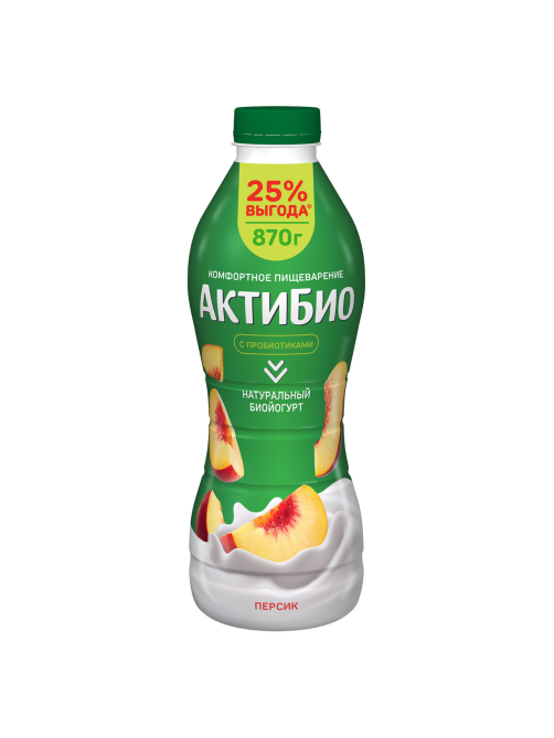 Йогурт питьевой Актибио персик 1.5%, 870г