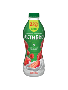 Йогурт питьевой Актибио клубника-земляника 1.5%, 870г
