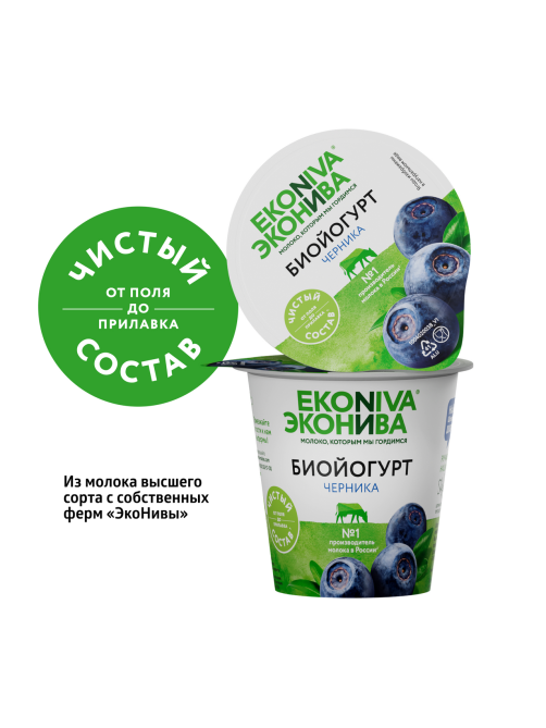 Биойогурт Эконива с черникой 2.8%, 125г