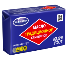 Масло сладко-сливочное Экомилк Традиционное несоленое ГОСТ 82.5%, 330г
