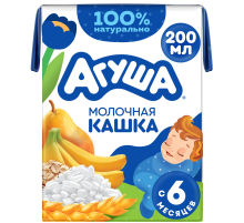 Каша молочная детская Агуша Злаковая Груша и банан 2.7% с 6 месяцев, 200мл