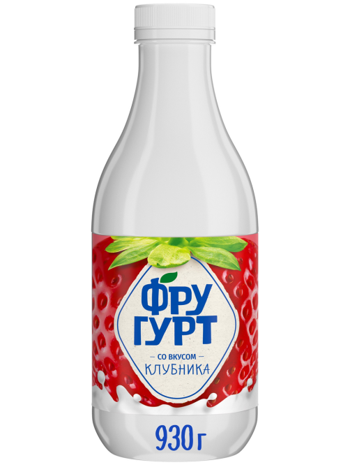 Напиток кисломолочный йогуртный Фругурт со вкусом клубника на йогуртовой закваске 1%, 930г