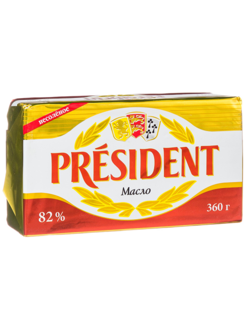 Масло сливочное President кислосливочное 82%, 360г