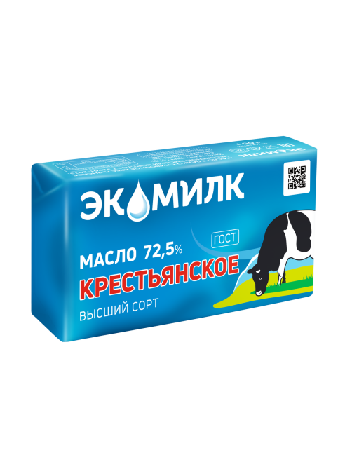Масло сливочное Экомилк Крестьянское ГОСТ 72.5%, 160г