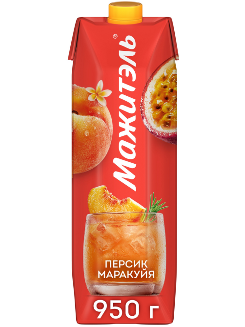 Напиток сывороточный Мажитэль персик, маракуйя 0.05%, 950г