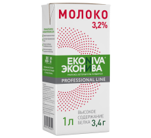 Молоко Эконива Профессиональная линия ультрапастеризованное 3.2%, 1л