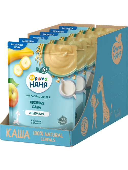 Каша овсяная детская ФрутоНяня молочная банан и яблоко, 190г