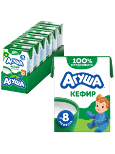 Кефир детский Агуша 3.2% с 8 месяцев, 204г x 6 шт