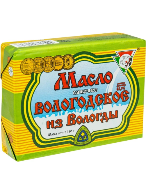 Масло сливочное Из Вологды Вологодское Традиционное 82.5%, 180г