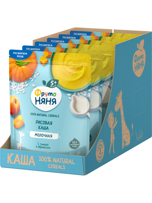 Каша молочная ФрутоНяня рисовая с тыквой и абрикосами, 190г