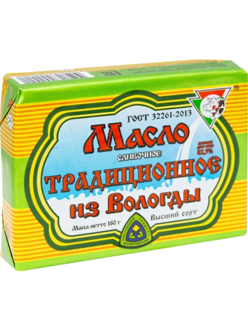 Масло сливочное Из Вологды Традиционное ГОСТ 82.5% 180г