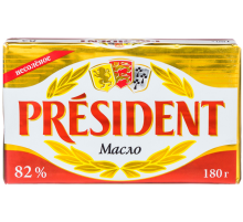 Масло сливочное President 82%, 180г