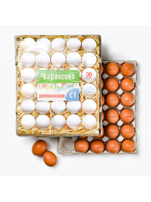 Яйцо куриное Вараксино Деревенское С1 коричневое, 30шт