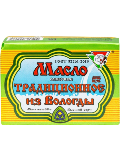 Масло сливочное Из Вологды Традиционное ГОСТ 82.5% 180г